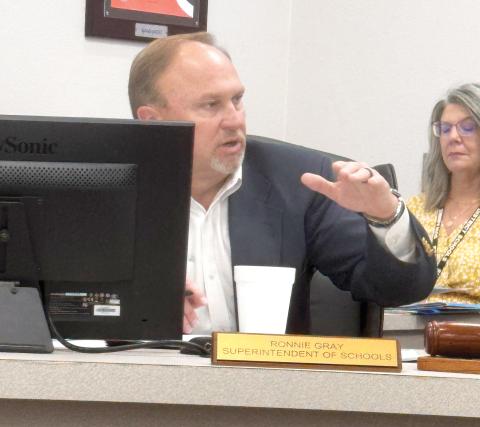 Suwannee County Superintendent Ronnie Gray speaks about the benefit to the district for joining the Florida Recovery Obligation Calculation in receiving funding during future disasters. (JAMIE WACHTER/Lake City Reporter)