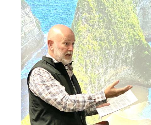 Columbia County Attorney Joel Foreman explains the details necessary to amend the FEMA-approved Hurricane cleanup contract with county commissioners Thursday. (TODD WILSON/Lake City Reporter)