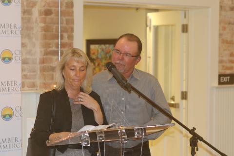 Jean and Keith Frost were named the Citizen of the Year on Tuesday at the Lake City-Columbia County Chamber of Commerce’s Business Excellence Award ceremony at The Blanche Hotel. (TONY BRITT/Lake City Reporter)