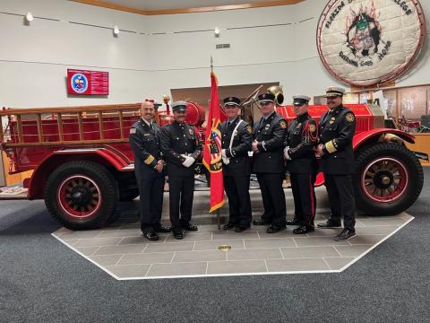 Lake City Fire Department Assistant Fire Chief Ret Tompkins (from left), Greg Sund, Daniel Dohrn, Trent Kreienheder, Dustin Alford and Chief Josh Wehinger are part of the newly formed honor guard. (COURTESY LAKE CITY FIRE DEPARTMENT)