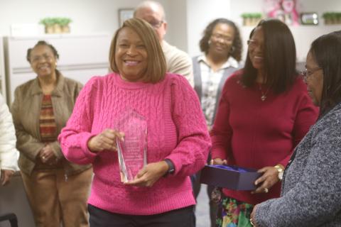 Pinky Timmons was honored Tuesday for her 40 years of working at the Columbia County Property Appraiser’s office. (TONY BRITT/Lake City Reporter)