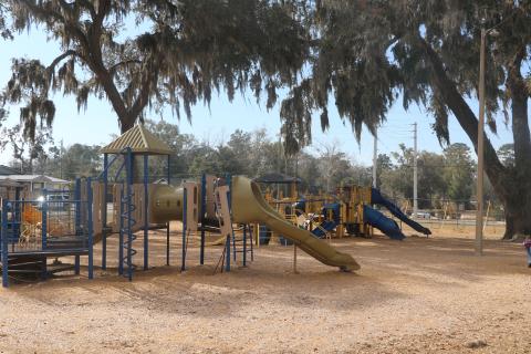 The playground at Youngs Park could use handicap accessible equipment and sidewalk, according to the master plan performed by Tocoi Engineering for the City of Lake City. (JAMIE WACHTER/Lake City Reporter)
