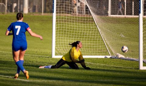 Lafayette goalkeeper Mya Pilkington watches one of P.K. Yonge's eight goals go into the net during the Region 1-2A quarterfinals on Tuesday. (JACK HOWDESHELL/Lake City Reporter)