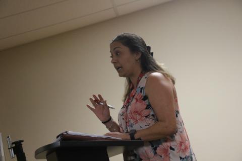 Columbia County Health Department Administrator Diana Duque talks to the Lake Shore Hospital Authority about the health department operating a primary care clinic in Lake City and Fort White. (MORGAN MCMULLEN/Lake City Reporter)