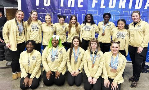 Suwannee's girls weightlifting team finished third in traditional and Olympic at the Class 1A state meet on Saturday. (COURTESY)
