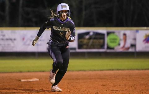 Columbia center fielder Luisa Taylor races to third base during Monday's win over Branford. (BRENT KUYKENDALL/Lake City Reporter)