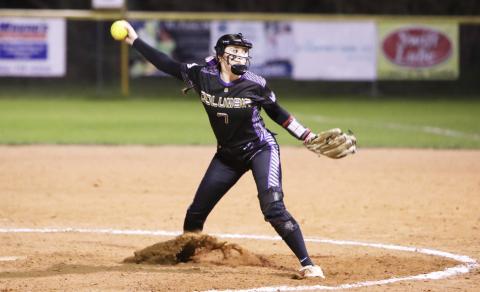 Columbia pitcher Kinley King winds up to pitch against Branford on March 3. (BRENT KUYKENDALL/Lake City Reporter)