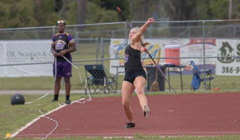 Columbia's Kyndall Norris won the javelin event at the Columbia High Invitational on Saturday. (COURTESY)
