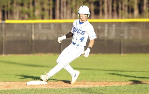 Branford's Troy Roberts strolls into second base during a game against Fort White on March 10. (BRENT KUYKENDALL/Lake City Reporter)