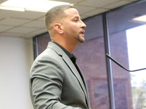 Blue Line Solutions’ David Bocchino said the automated speed detection system reduces speeding in school zones by 94%. (JAMIE WACHTER/Lake City Reporter)