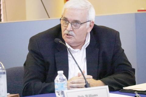 Lake Shore Hospital Authority Executive Director Dale Williams speaks during a conflict resolution hearing with the City of Lake City last month about their zoning dispute. That issue is waiting for a Meridian Healthcare board vote to be resolved. (FILE)