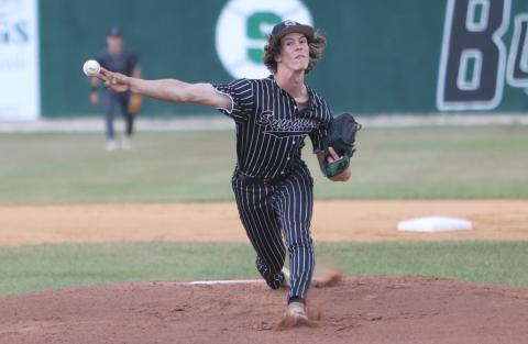 Suwannee pitcher Colton Rogers pitches against Baldwin during Game 2 of the Region 1-3A quarterfinals on April 22. (PAUL BUCHANAN/Lake City Reporter)