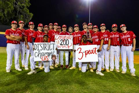 Lafayette's baseball team defeated Branford to win the District 6-R title on Thursday, notching coach Tim Hanson's 200th win. (JACK HOWDESHELL/Lake City Reporter)