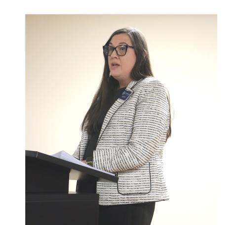 Meridian Healthcare Chief Operating Officer Lauren Cohn addresses the Lake Shore Hospital Authority during its Monday meeting. (MORGAN MCMULLEN/Lake City Reporter)