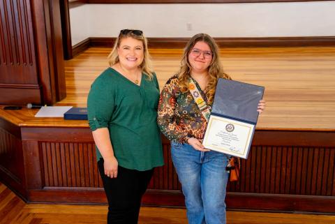 Branford sophomore Jayden Jones won first place in the drawing category of the Congressional Art Contest for Florida’s Third District. Jones is pictured with Congresswoman Kat Cammack. (COURTESY)