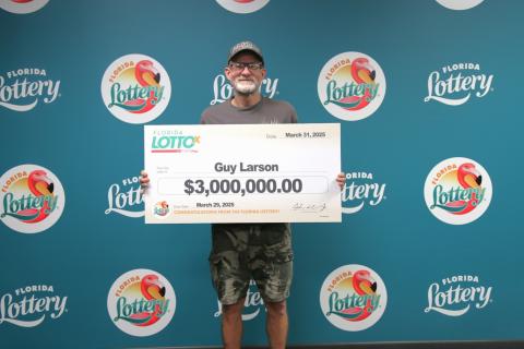 Suwannee County’s Guy Larson won a $3 million Florida Lotto jackpot. (COURTESY FLORIDA LOTTERY)