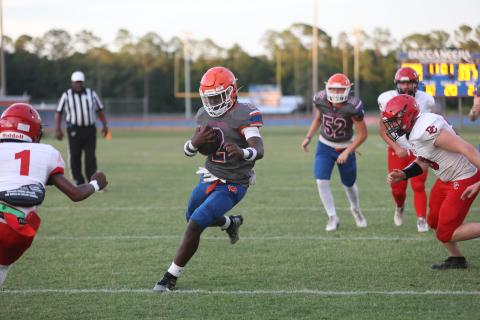 Branford running back Ollie James scores a touchdown against Dixie County during Thursday's spring game. (PAUL BUCHANAN/Lake City Reporter)