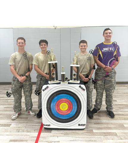 Columbia High School’s JROTC four champion archers were Dakota Bechiner (from left), Erik DelCastillo, Dalton Minton and Chase Peisel. (COURTESY)