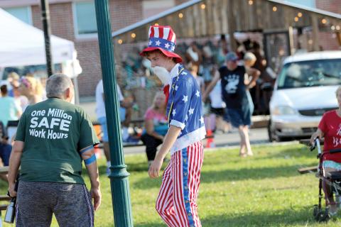 Uncle Sam made at an appearance at a previous year’s Freedom Festival in downtown Live Oak. This year’s event is set to begin at 6:30 p.m. on July 4. Purple Heart recipients from Suwannee County will be recognized. (FILE)