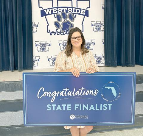 Westside Elementary School third-grade teacher Shelly Teel was named a finalist for the state’s Teacher of the Year on Wednesday by the Florida Department of Education. (COURTESY)