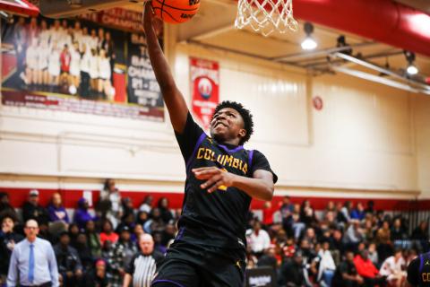 Columbia guard Shaheed White rises for a layup against Santa Fe this past season. (BRENT KUYKENDALL/Lake City Reporter)