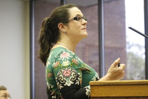 Meagan Camp with Gray Purvis and Company said the City of Live Oak needs to focus on addressing its aging infrastructure due to 'substantial' water line loss that is occurring. (JAMIE WACHTER/Lake City Reporter)