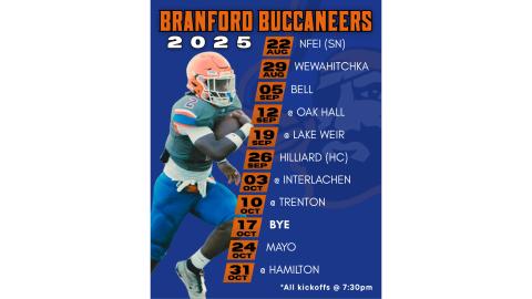 Branford's 2025 football schedule.