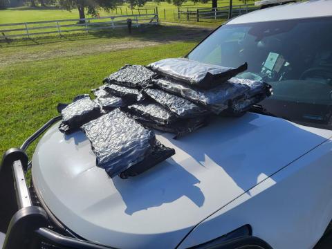 More than 45 pounds of marijuana was found in vaccuum-packed containers in a vehicle along U.S. Highway 441 on Friday morning. (COURTESY COLUMBIA COUNTY SHERIFF’S OFFICE)