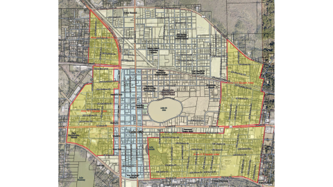 The City of Lake City’s Community Development Agency is considering expanding its borders. The CRA originally was the light blue section in downtown Lake City. It expanded in 2011 to include the area around Lake DeSoto and is now considering expanding into the bright yellow areas. (COURTESY)