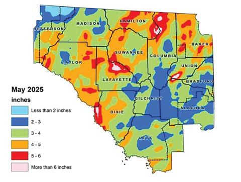 North Florida received approximately 8% more rain in May than its historical average according to the Suwannee River Water Management District. (COURTESY)