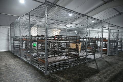 Beds are seen inside a migrant detention center, dubbed ‘Alligator Alcatraz,’ in Ochopee. (ANDREW CABALLERO-REYNOLDS/AFP via Getty Images)