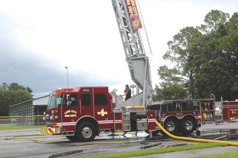 Six LCFD firefighters used Tuesday afternoon to train for the opportunity to be promoted to the driver/engineer position. (TONY BRITT/Lake City Reporter)