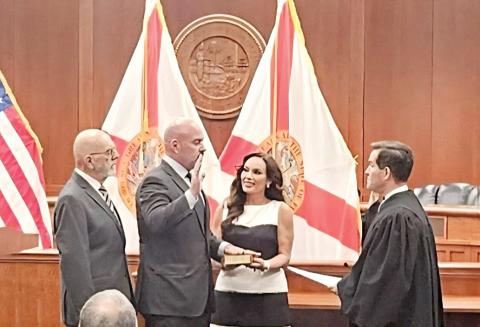 New state Chief Financial Officer Blaise Ingoglia was sworn in Monday by Florida Supreme Court Justice John Couriel. (NEWS SERVICE OF FLORIDA)