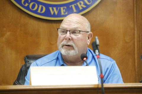 NFWUA Chairman Rocky Ford congratulated Executive Director Shannon Roberts for his work thus far with the Authority. (JAMIE WACHTER/Lake City Reporter)