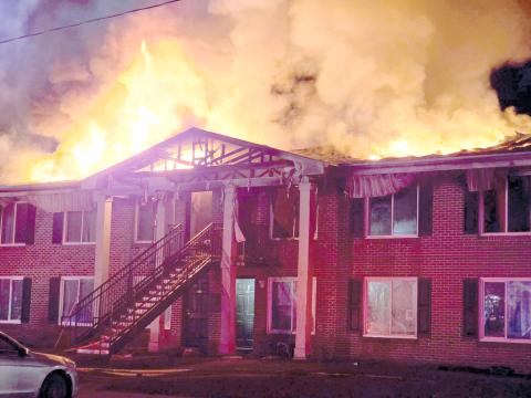 Twelve apartments were damaged in an attic fire early Wednesday morning at the Cedar Park Apartment complex. (COURTESY LAKE CITY FIRE DEPARTMENT)