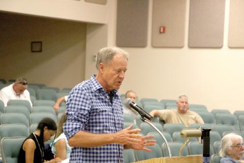 Developer Scott Stewart talks to the Columbia County Commission on Thursday about his Cornerstone Crossing at 47 project. (MORGAN MCMULLEN/Lake City Reporter)