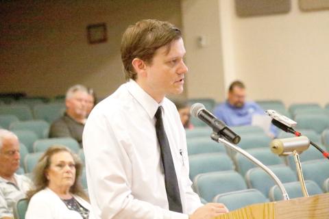 Staz Guntek, Columbia County’s legislative and intergovernmental affairs coordinator, said the top item on his list of policy items to push in next year’s legislative session revolves around a replacement for property tax revenue if the state pushes forward with plans to reduce or eliminate it. (JAMIE WACHTER/Lake City Reporter)