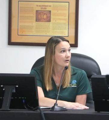 Lake City Finance Director Angie Taylor Moore, pictured at a previous city meeting, said the city currently funds nearly $1 million for the fire department which is ‘not sustainable given our rapid growth.’ (FILE)