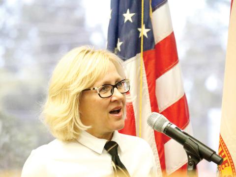 Katherine Allen told the Live Oak City Council about events that are being planned in the city for Florida Cities Week, which include a tour of City Hall, coffee and doughnuts with Mayor Frank Davis and City Manager Larry Sessions and a scavenger hunt of historic buildings in the city. (JAMIE WACHTER/Lake City Reporter)