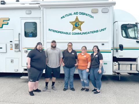 Columbia County Unified 911 Center dispatchers who recently attended a training session in Lake County were: Jimmy Redmond (from left), Travis Czaban, Victoria Chatigny, Crystal Craig and Beth Roberts. (COURTESY)