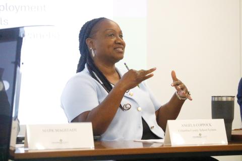 Columbia County School District Career and Technical Education Director Angela Coppock said the district is excited about the partnership with the county’s Economic Development office that is launching Career Café. (JAMIE WACHTER/Lake City Reporter)