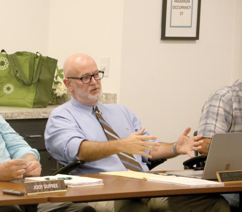 Columbia County Attorney Joel Foreman talks during the Planning and Zoning Board meeting Thursday night after items were pulled from discussion Thursday to be brought back before the board next month. (MORGAN MCMULLEN/Lake City Reporter)