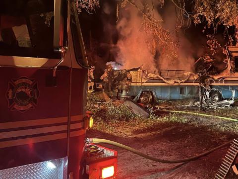 Live Oak firefighters quickly knocked down a fire in a motorhome on Oct. 23. (COURTESY LIVE OAK FIRE DEPARTMENT)