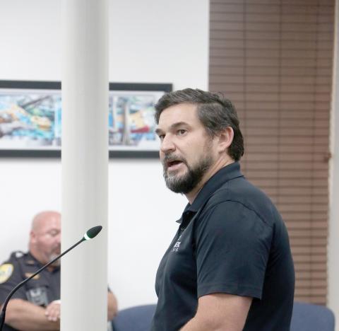 Michael Klink with Four Waters Engineering updates the Lake City Council on the Gwen Lake restoration project efforts. (MORGAN MCMULLEN/Lake City Reporter)