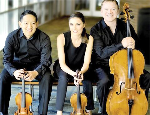 The Lawson Trio, consisting of Clint Dewing, Aurica Duca and Nick Curry, will perform Monday to open the 30th season of the Friends of Music Concert Series. The Lawson Trio will be accompanied at the performance by Igor Khukhua and 12-year-old Siena, the daughter of Duca and Dewing. (COURTESY)