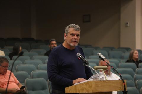 Columbia EMS co-owner Toby Witt updates the County Commission on Thursday with how the company’s operations went in its first year. (MORGAN MCMULLEN/Lake City Reporter)