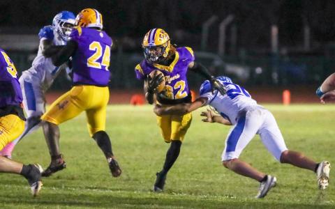 Columbia running back Drew Simmons returns a kickoff against Clay last Friday. (BRENT KUYKENDALL/Lake City Reporter)