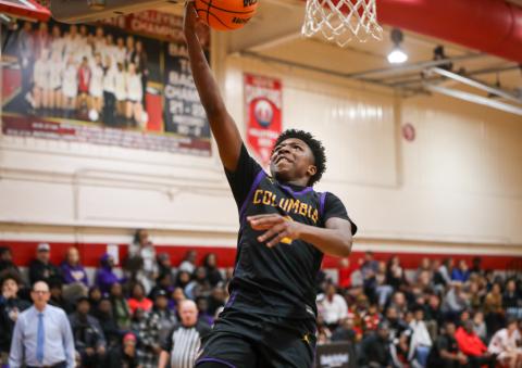 Columbia guard Shaheed White rises for a layup against Santa Fe last season. (FILE )