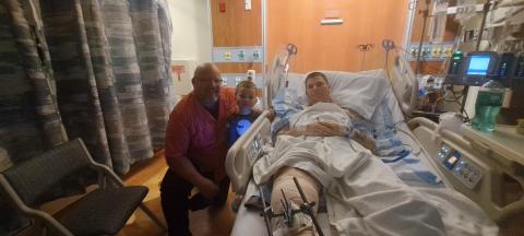 Christopher Davis, a Live Oak police officer, was released from UF Health Shands Hospital on Wednesday. He was seriously injured in a motorcycle crash last Thursday. (COURTESY)