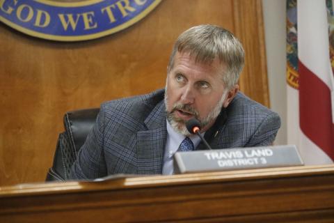 Travis Land, the Suwannee County Commission chairman, said he supported the change for the Frier Finance property to help providing housing in the future. (JAMIE WACHTER/Lake City Reporter)